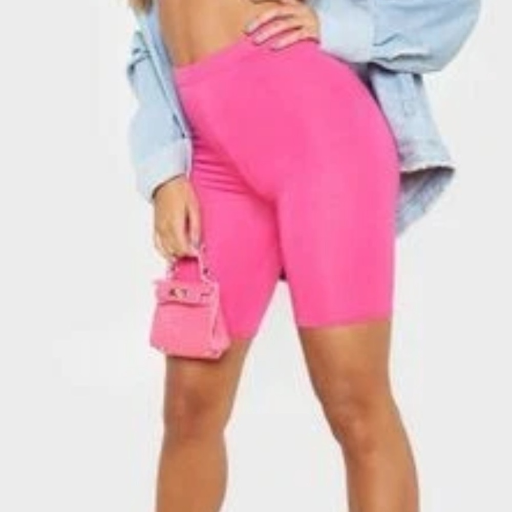Pretty Little Thing Pink Neon Cycling Shorts Size 8 New With Tag - Picture 4 of 15